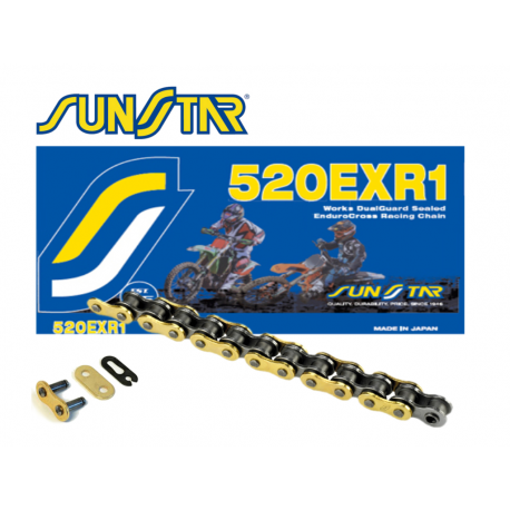 Sunstar, řetěz 520EXR1-120G Enduro do 450 ccm (DG RING) zlatá barva (520VT2) rozpojený + spojka (520EXR1120G)