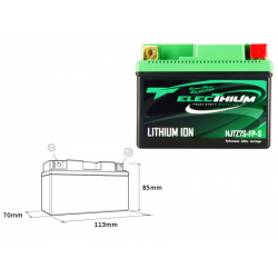 Electhium, akumulátor Lithium-Iontový, s ukazatelem nabití HJTZ7S-FP-S (113X70X85) (YTZ7S, YTX7L-BS) (hmotnost 0,6KG)