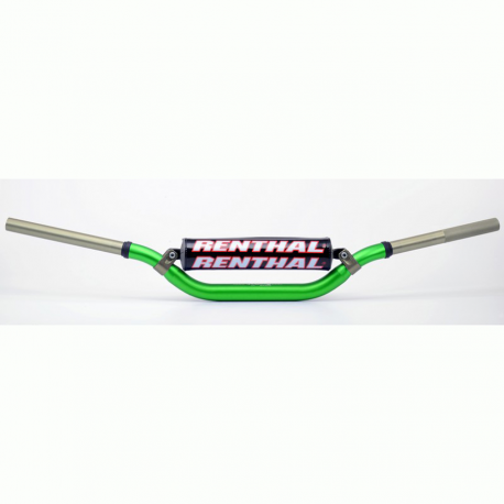 Renthal, řidítka 1,1/8" (28,6mm) MX Twinwall 996 HANDLEBAR GREEN VILLOPOTO / STEWART PADDED, zelená barva s chráničem