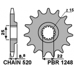 PBR, přední řetězové kolečko, 1248 13 KTM SX/EXC '91-'19 (JTF1901.13) (řetěz 520) (124813JT)