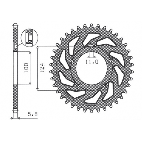 Sunstar, rozeta 4444 46 Ducati MONSTER / ABS 821 '15- 20, PANIGALE 899 898 '14-15, SCRAMBLER ABS 800 '15-16 (JTR746.46)
