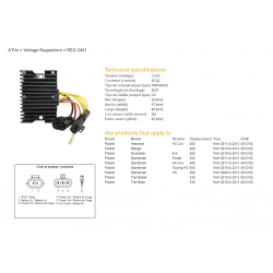 DZE, regulator napětí, Polaris SPORTSMAN 400/500 '09-'14, RANGER 400 '10-'14, SCRAMBLER 500 '10-'12 (4012192)