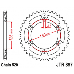 JT, rozeta 899 51, duralová Racelite, KTM SX/EXC/LC4 (91-21) (89951JTA) (řetěz 520) modrá barva