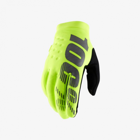 100%,rukavice Cross/Enduro, model Brisker Softshell, barva žlutá fluo, velikost M