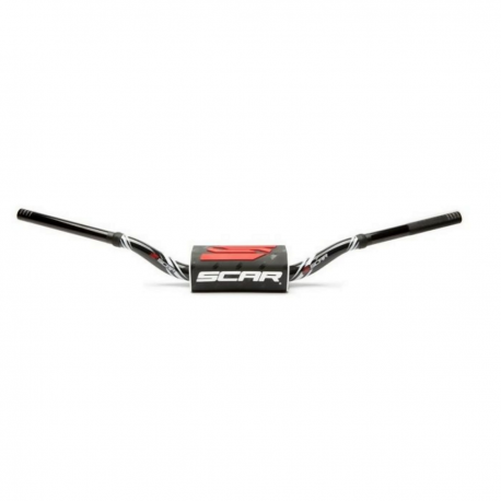 Scar racing, řidítka 28,6mm, model RC BEND, barva černá/bílá, chránič barva černá/bílá/červená