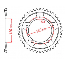 MTX, rozeta, 4398 43 Suzuki GSXR 750 '04-'05 (JTR1792.43) (řetěz 525)