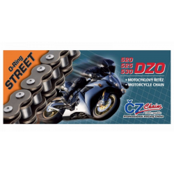 ČZ, řetěz 525 DZO (124 článkůA) O-RING, bronze do 900 ccm (street) (40,0 KN) + nýtovací spojka