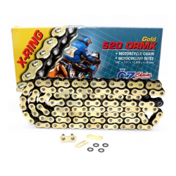 ČZ, řetěz 520 ORMX (120 článků) Active Ring (x-ring) zlatý do 600 ccm (Enduro) (34,5 KN) + spojka