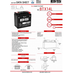 BS, akumulátor BTX14 (FA) (YTX14-BS) 12V 12AH 150X87X145, bezúdržbový - naplněný (200A) (4)