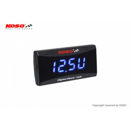 Koso, vodotěsný teploměr voltmetr a hodiny, model SUPER SLIM STYLE